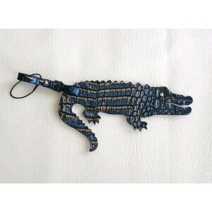 Brahmin Melbourne MEL Croc Leather Large Luggage Tag LAZULI Blue Alligator NWOT